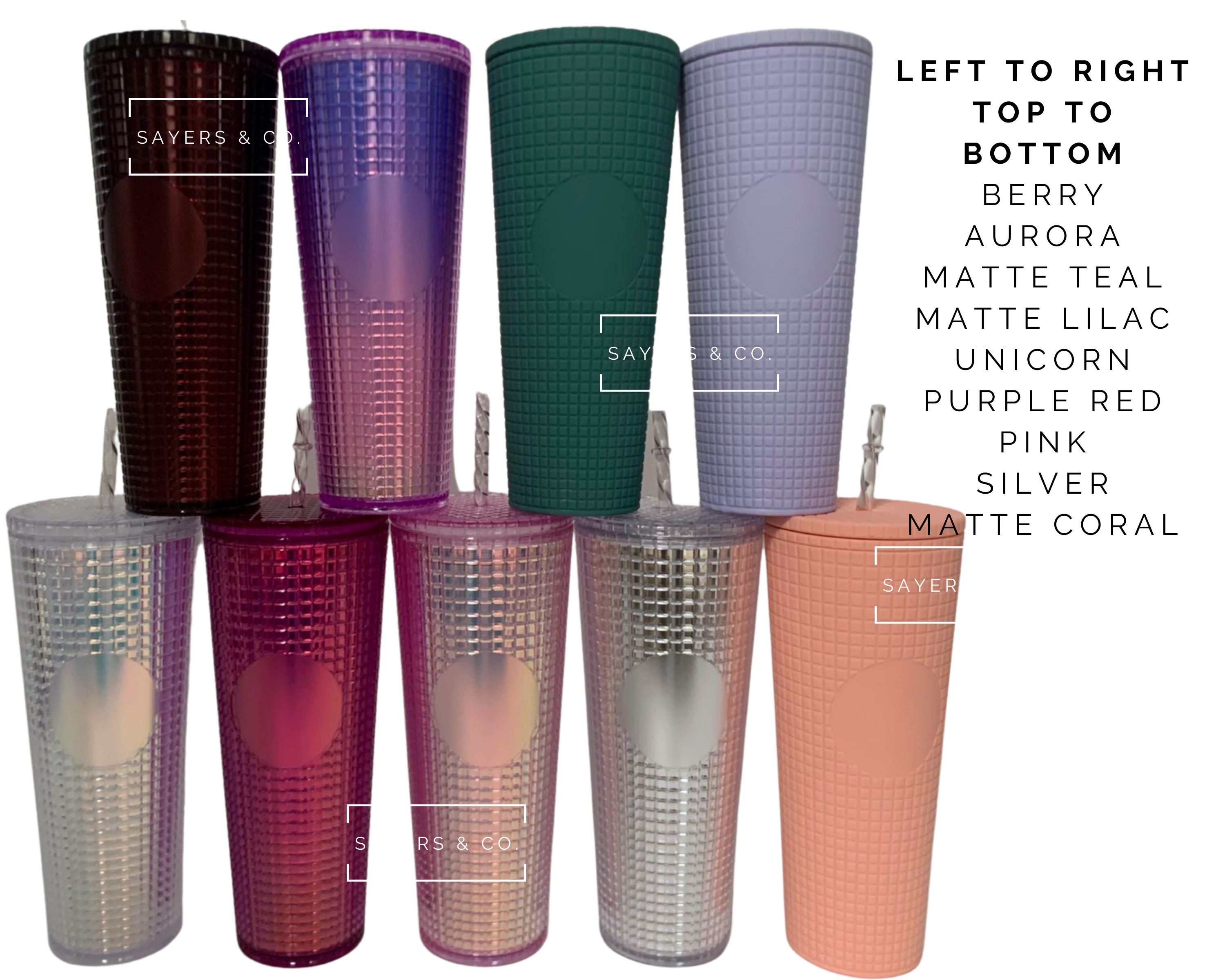 Sayers & Co. - Wholesale Insulated Mug/Tumbler - Matte & Glossy Grid 24oz Screw Top Tumbler, Double Walled Insulated Matte Black, Matte Coral, Sayers & Co., Wholesale, Bulk0