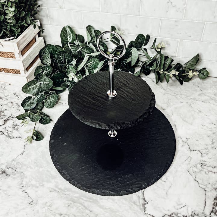 Gia Roma – wholesale Serving tray – Slate Tiered Trays with Handle, Natural Stoneware Handmade10