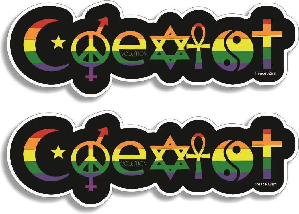 Humper Bumper - Wholesale Sticker - Coexist - Regenboog op Zwart - LGBT Autostickers, Telefoonstickers1