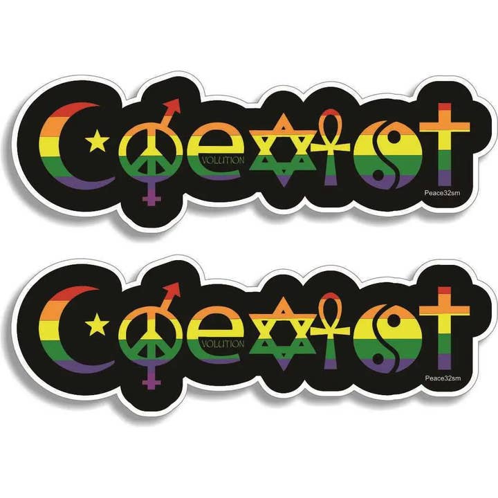 Humper Bumper - Wholesale Sticker - Coexist - Regenboog op Zwart - LGBT Autostickers, Telefoonstickers1