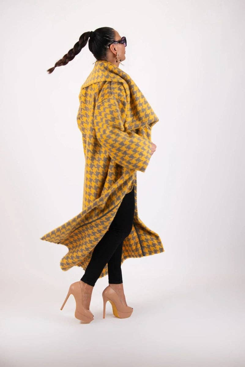 Jaune Manteau d'hiver pied-de-poule OFELIA en vente sur Faire6