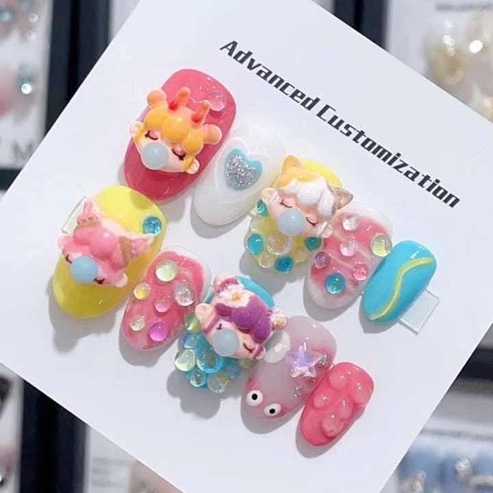 Press on Nails fatto a mano 24374 per la vendita all'ingrosso da parte di foamboxnail