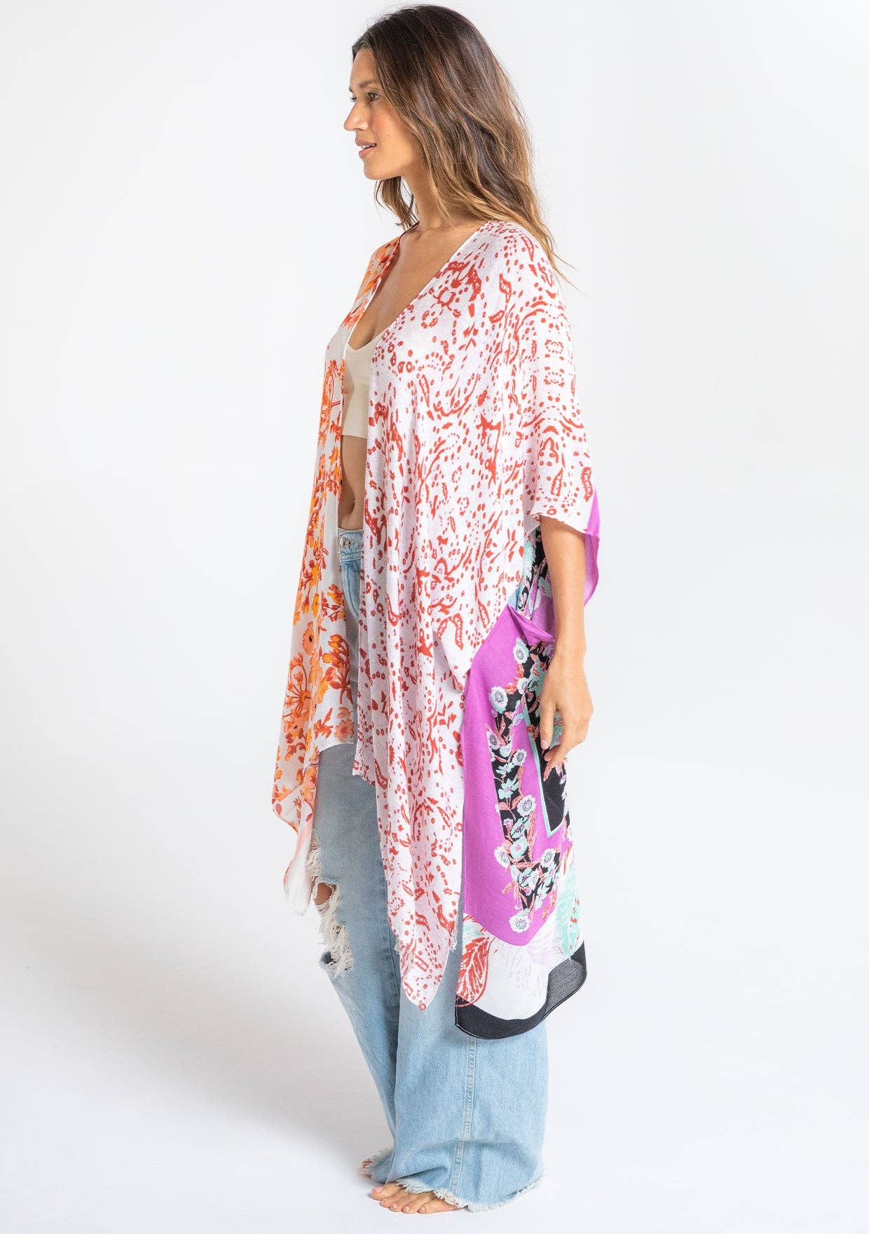 Lovestitch - Wholesale Kimono - Women's - Floral Multi Bohemian Open Front Kimono22