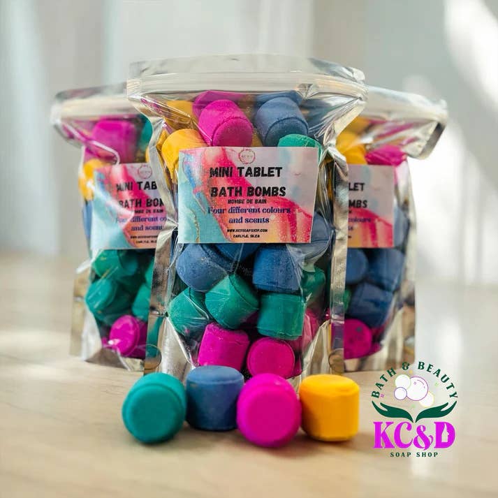 Mini Tablet Bath Bombs for wholesale by KC&D Soap Shop