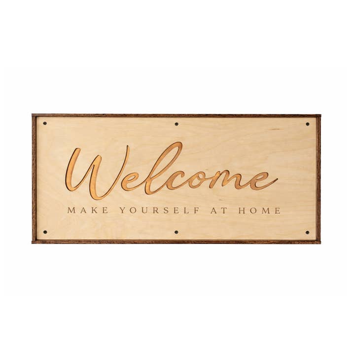 Laser Engraved Wood + Copper Welcome Sign - 12" × 24" for wholesale by Jus Sayin'