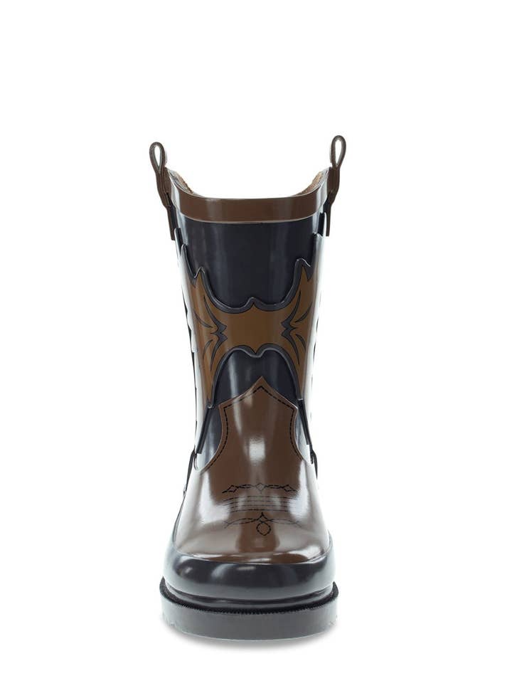 Kids Western Cowboy Rain Boot - Brown for wholesale on Faire2