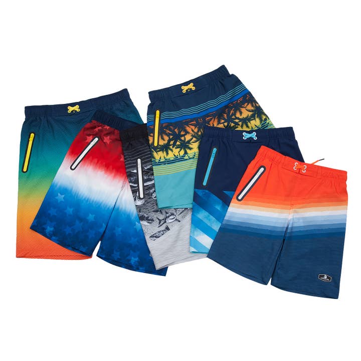 Rokka & Rolla, Inc - Wholesale Swim Shorts - Kids - Boys' 4-Way Stretch Mesh Lined Swim Trunks Swimwear