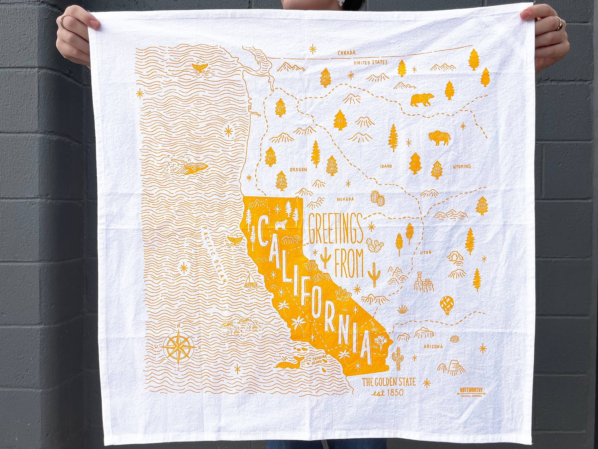 Noteworthy Paper & Press - Wholesale Tea Towel - California Tea Towel6