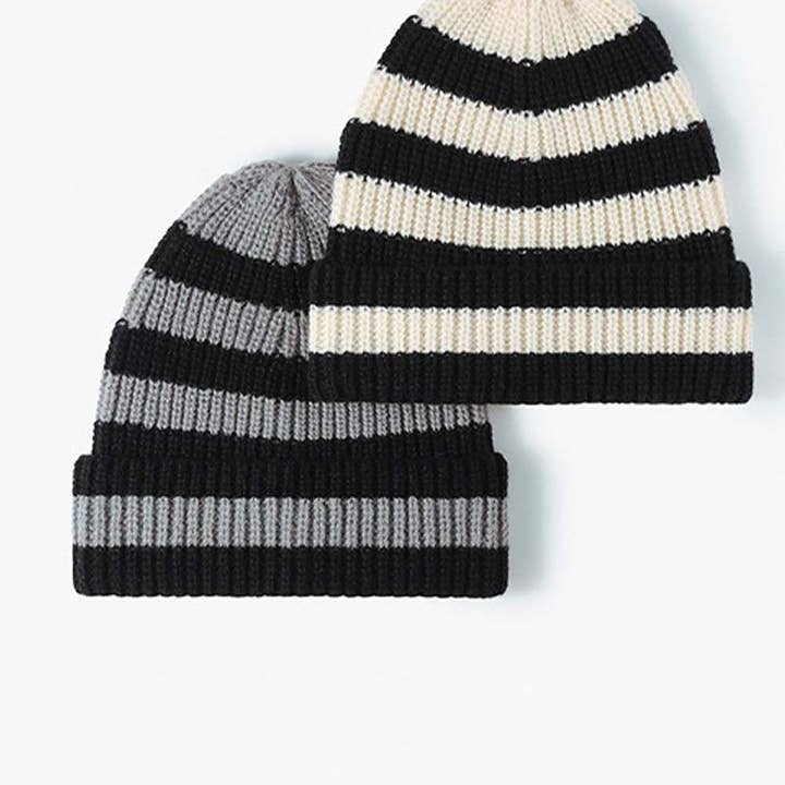 Dipped Shop - Wholesale Beanie - Dames - Trendy Gestreepte Kleurblok Verdikte Muts DP25F6372