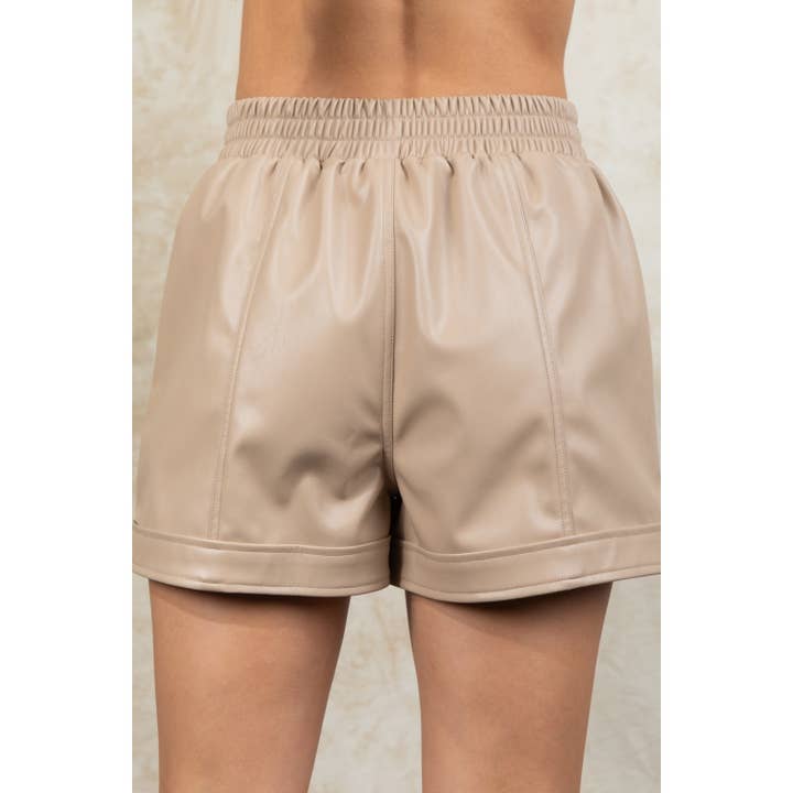 Calção Casual Pele Faux por atacado de Baie Bleue