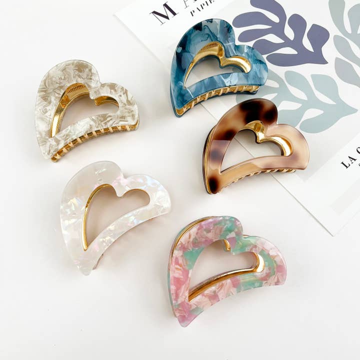 TheDivaSoap - Wholesale Hair Clip - Women's - Acetate Love Hair Clip Metal Claw Clip Valentine's Day