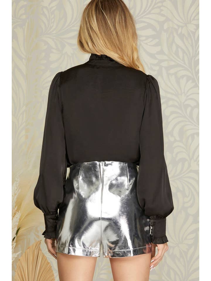 Peace Love Line - Wholesale Shorts - Women's - PL4760 - METALLIC FAUX LEATHER SHORTS7