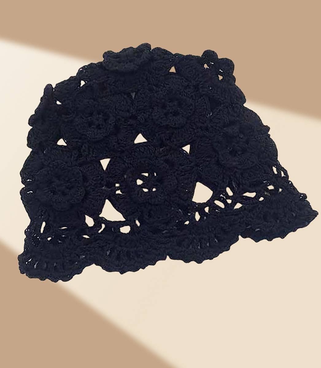 JC Sunny Fashion - Wholesale Bucket Hat - Women's - JCH903323 Vintage Hand-Crocheted Floral Dressy Bucket Hat1