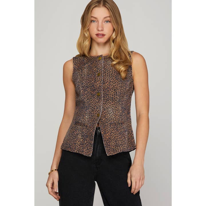 GILET À IMPRIMÉ ANIMAL pour la vente par STYLE USA