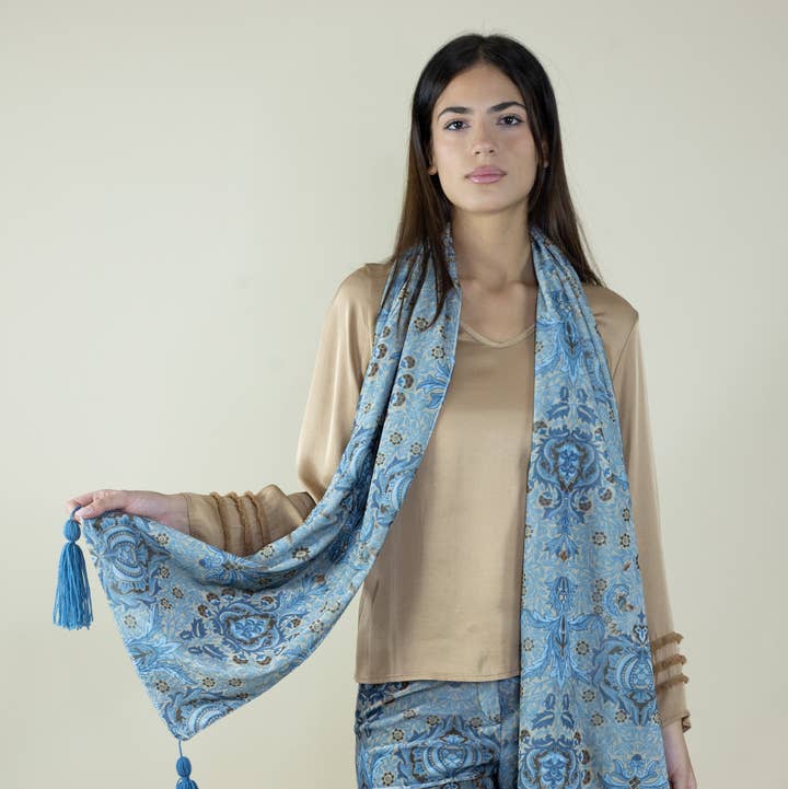 La Vie En Rose - C.I.D.A. s.r.l. - Wholesale Scarf - Women's - Morris Baroque Pattern Velvet Stole0