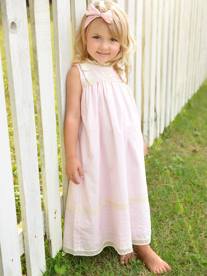 Posh Pickle - Wholesale Dress - Kids - Cambridge Pink Sleeveless Heirloom Dress