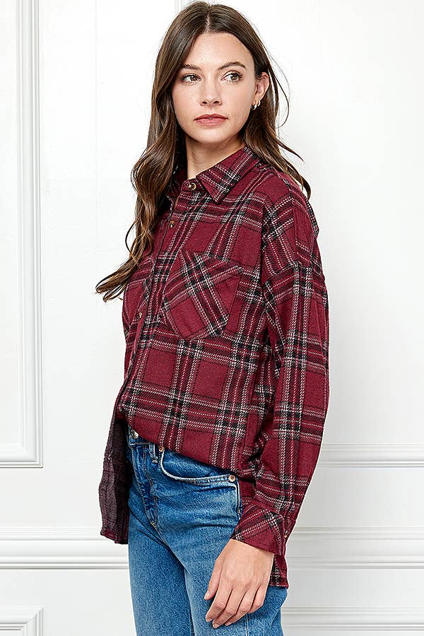 Veracci - Wholesale Button Down Shirt - Women's - Stretch button Up Women Plaid Sweater Shirt9