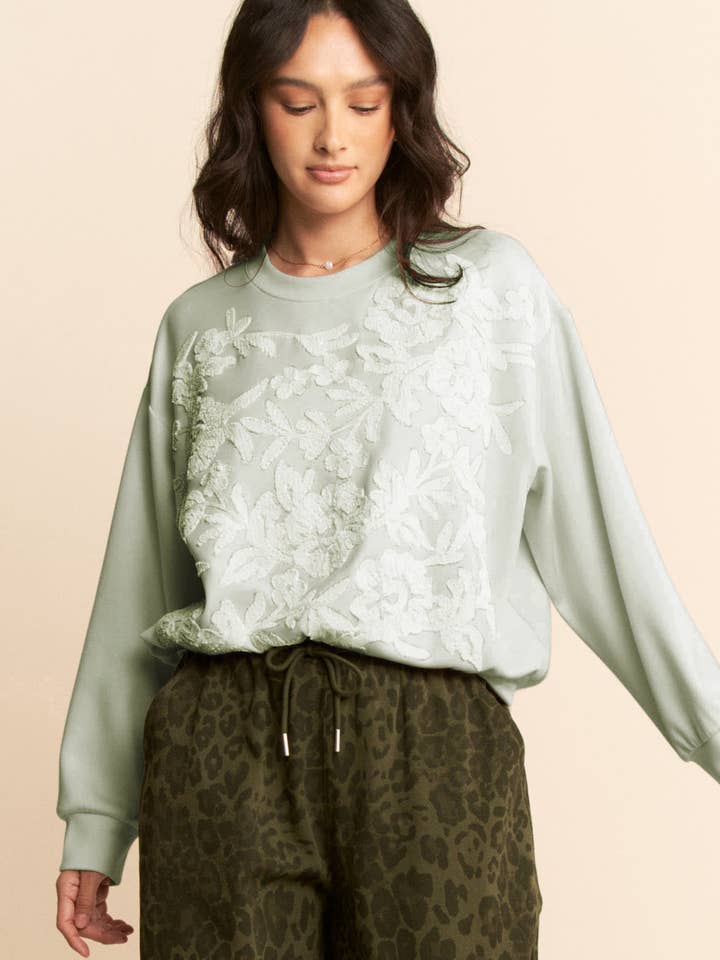 REN FLORAL FORAN BRODERI PÅ SELV SWEATSHIRT for engroshandel hos Davi & Dani