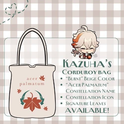 Saco de Corda de Bombazina Kazuha - Série Moderna AU Genshin Impact por atacado de Studio Ayu