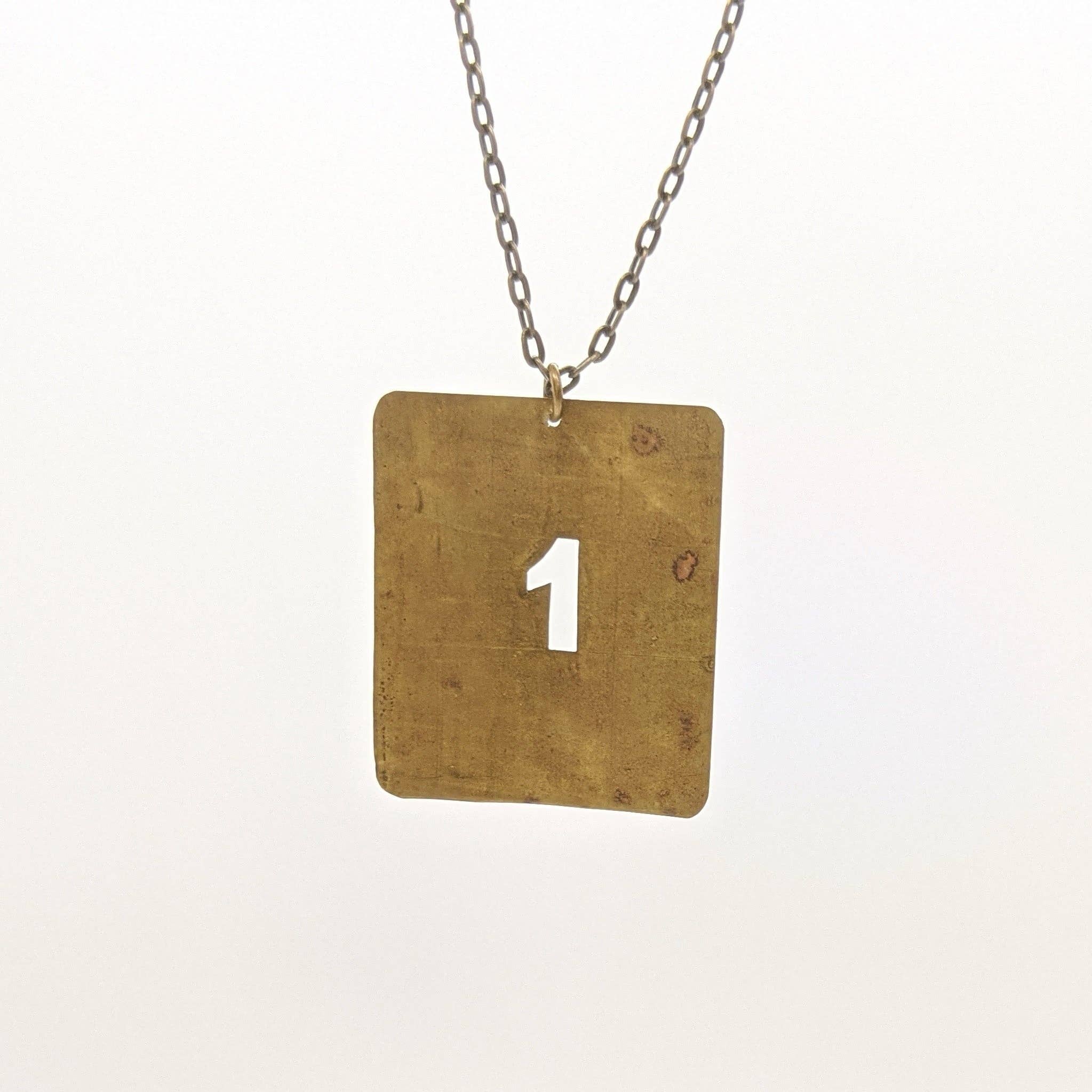 Amy Pfaffman Jewelry - Wholesale Pendant/Charm Necklace - Vintage brass number and letter stencil necklace11
