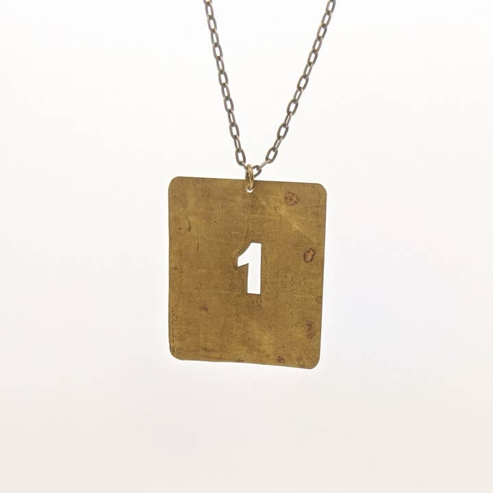 Amy Pfaffman Jewelry - Wholesale Pendant/Charm Necklace - Vintage brass number and letter stencil necklace11