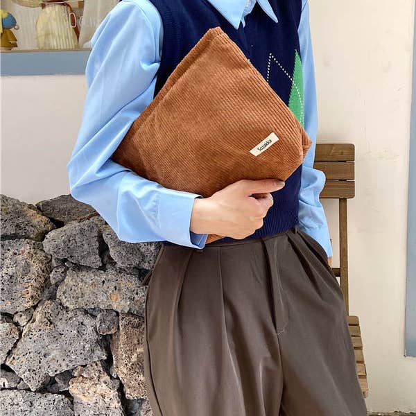 VividLux - Wholesale Makeup/Cosmetic Bag - 8 Colors Vintage Solid Color Corduroy Makeup Handbag