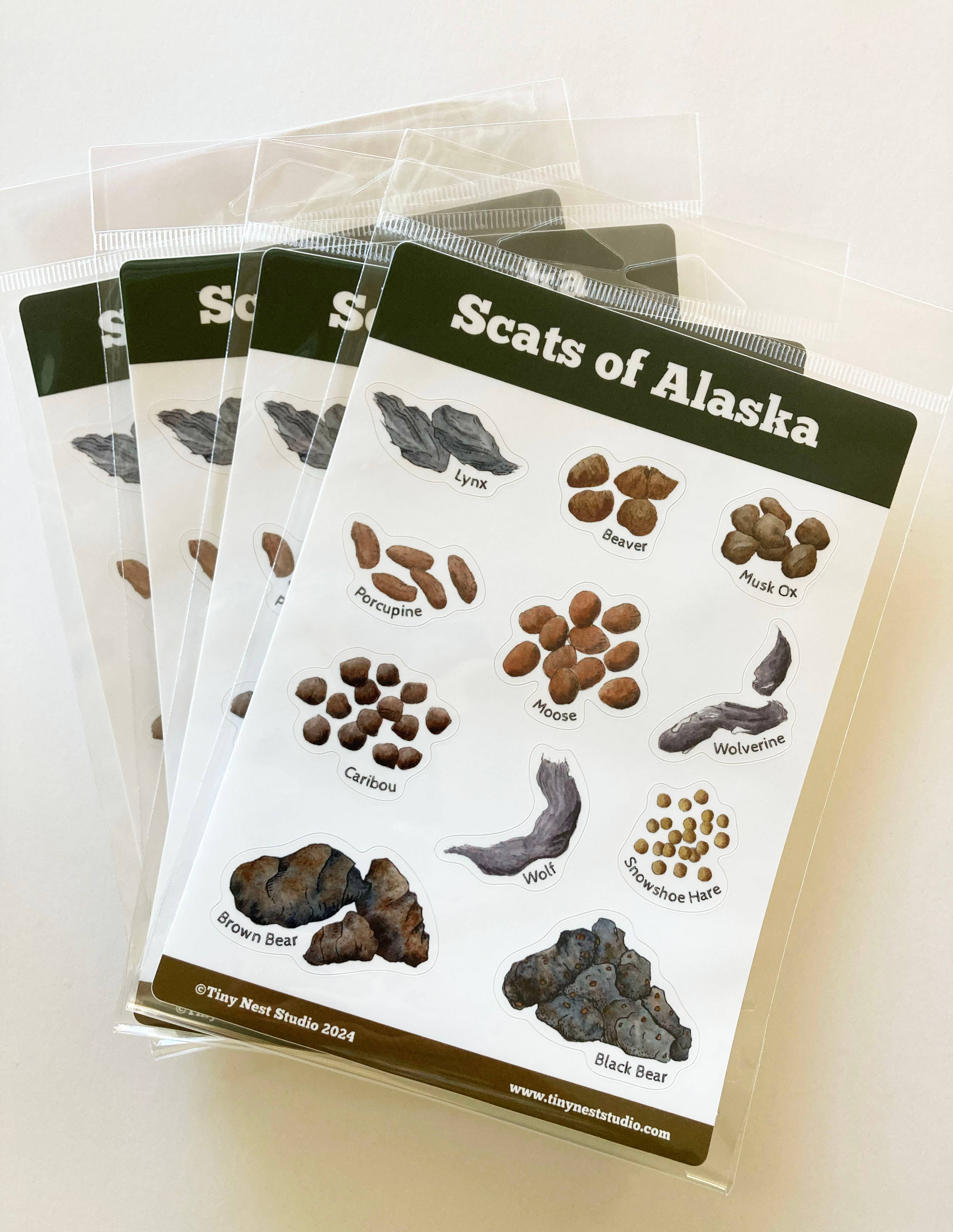 Tiny Nest Studio - Venta al por mayor Pegatina - Hoja de pegatinas de Scats of Alaska2