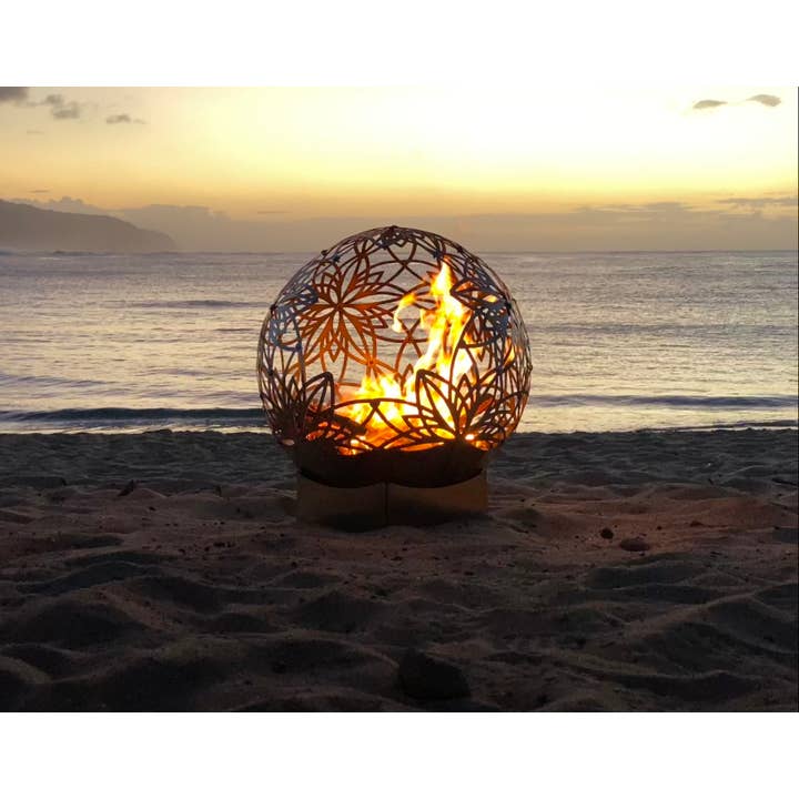 FlowerHouse - Wholesale Fire Pit - 24in Bonfireball Fire Pit - Lotus in Stainless Steel