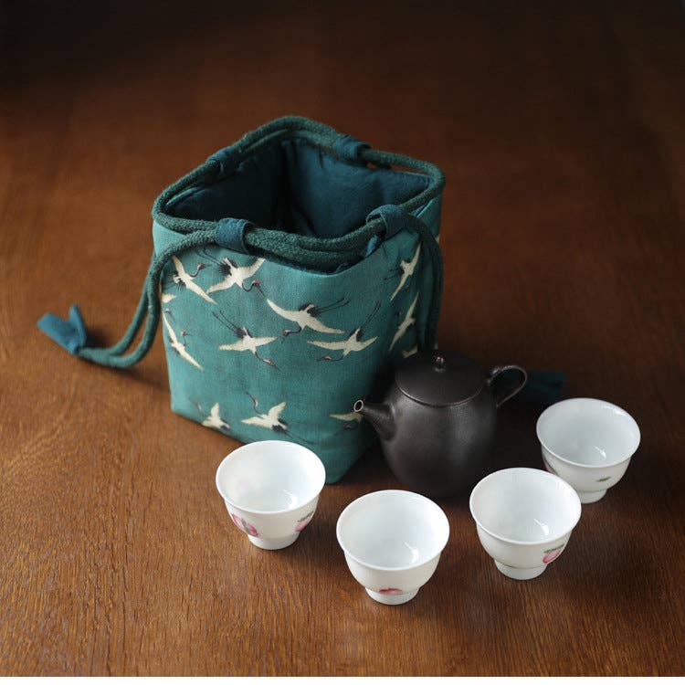 Gohobi （We cover U.S. import duties） - Wholesale Storage Bag - Gohobi Birds Mountains Rivers Teaware Storage Travel Bag Shifuku12