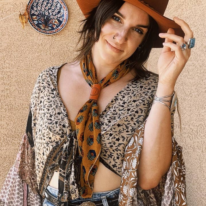 Wylder Trading Company - Wholesale Bandana - Unisex - Silk Bandana Cowgirl Boho Western Eclectic Scarves Ethical