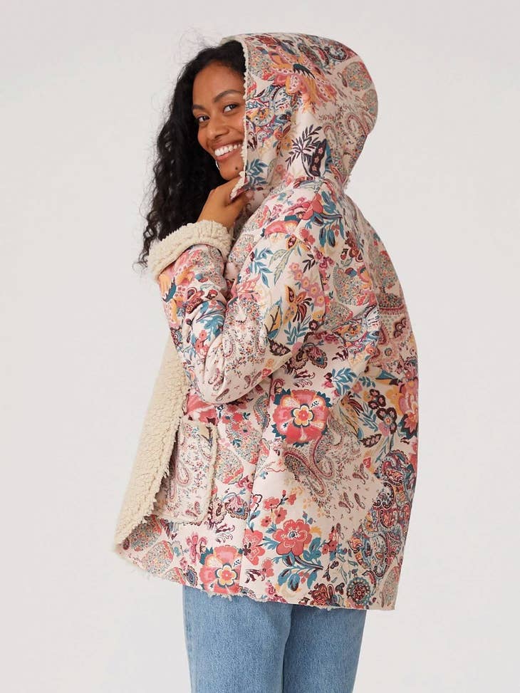 Wholesale Paisley Floral Print Long Sleeve Hooded Jacket for your store ...