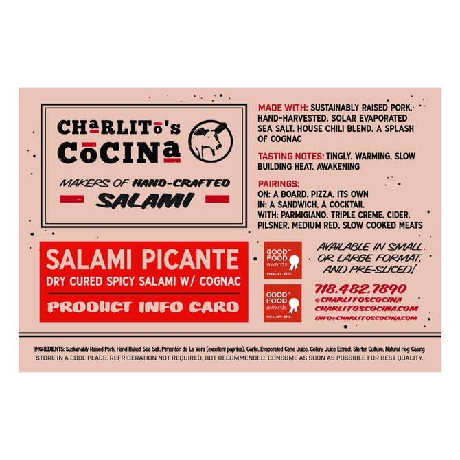 Charlito's Cocina – wholesale Salami – Salami Picante - torr härdad kryddig Salami 5 oz
