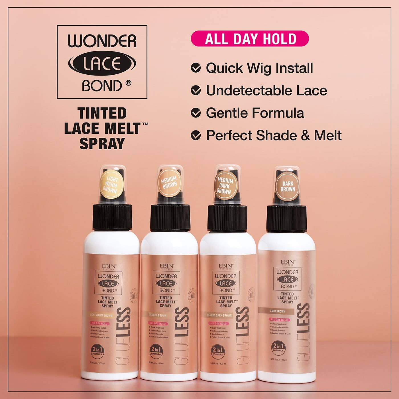 EBIN NEW YORK - Wholesale Hair Spray - Wonder Lace Bond GLUELESS - Tinted Lace Melt Spray5