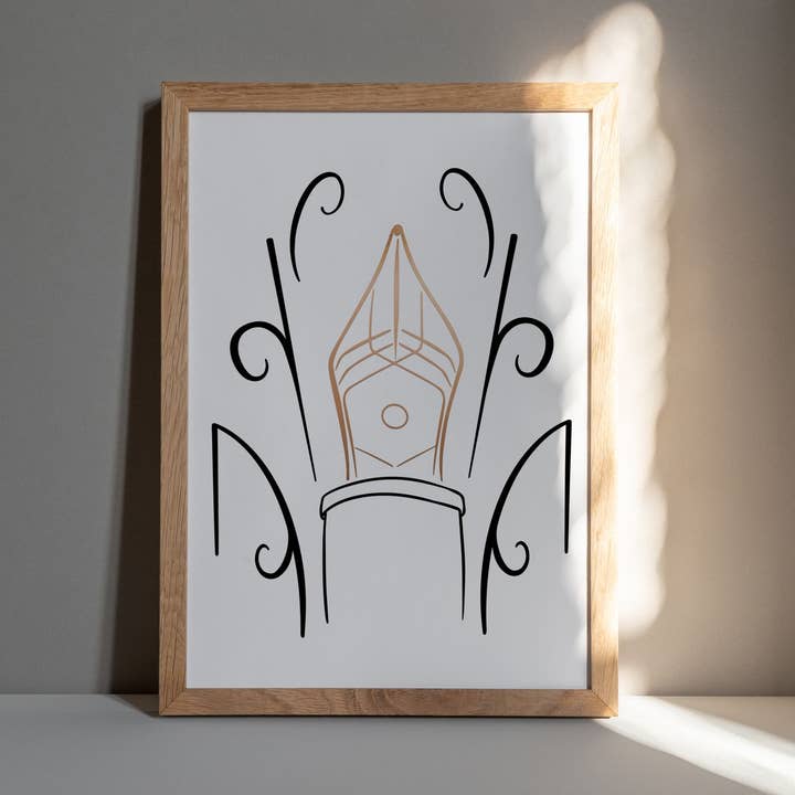 Stylo plume doré, impression typographique A4 pour la vente par Hunter Paper Co.