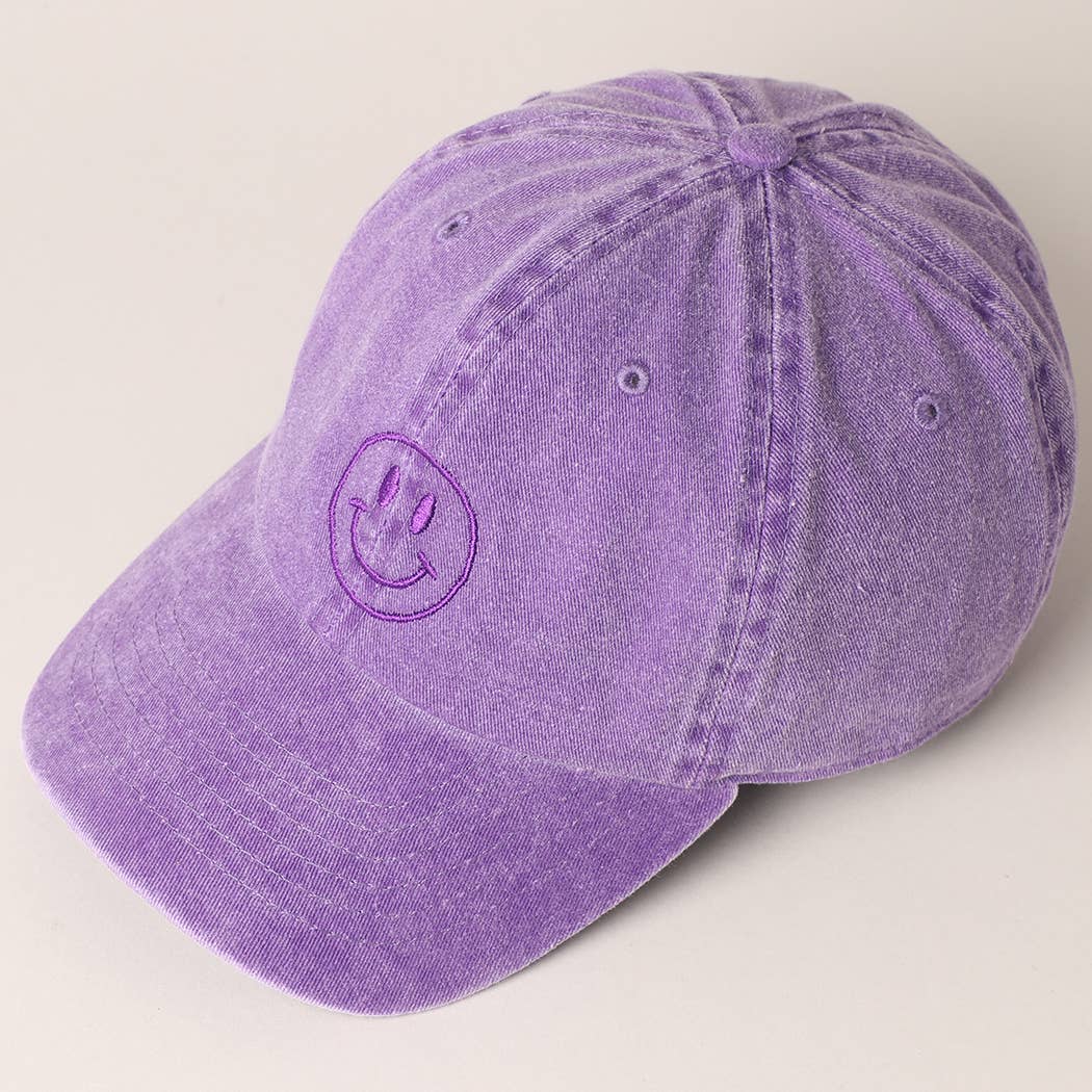 Fashion City - Wholesale Baseball Cap - Women's - Happy Face Embroidered Cotton Baseball Cap9