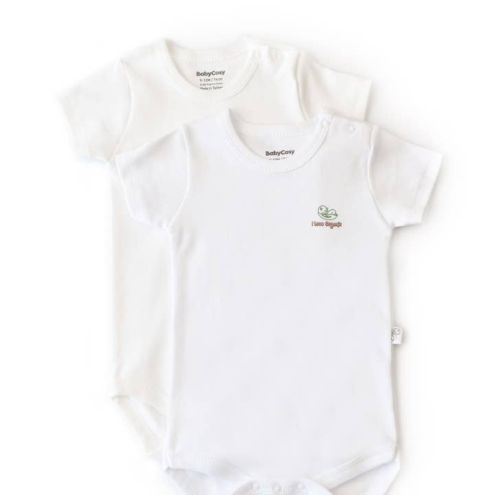 I Love Organic - Lot de 2 bodys à manches courtes en 100% coton biologique pour la vente par BabyCosy Organic