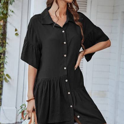 V Neck Solid Tunic Dress for wholesale by Supreme Fashion