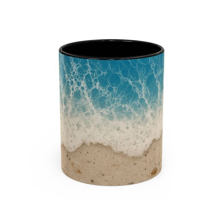 Upside Down Owl Farm - Wholesale Coffee Mug - Ocean Wave Coffee Mug, Beach Ceramic Cup with Seafoam & Sand7