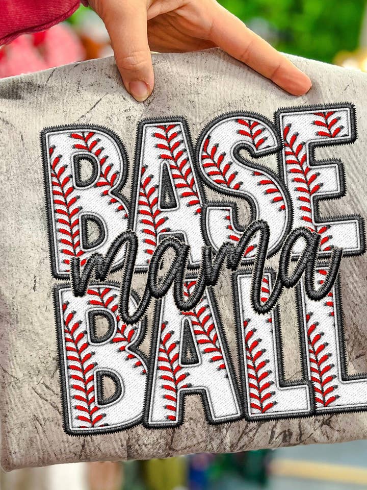 Faux Embroidered Baseball Mama Tees & Sweatshirts for wholesale by Ace of Grace