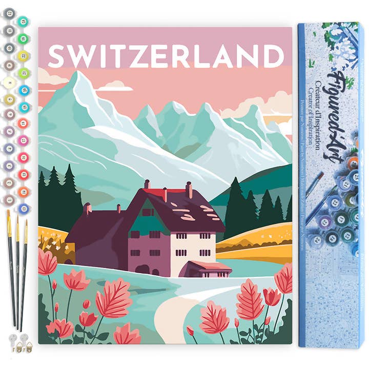 Paint by numbers Travel Poster Lucerne - Rolled canvas for wholesale by Figured'Art (UK)