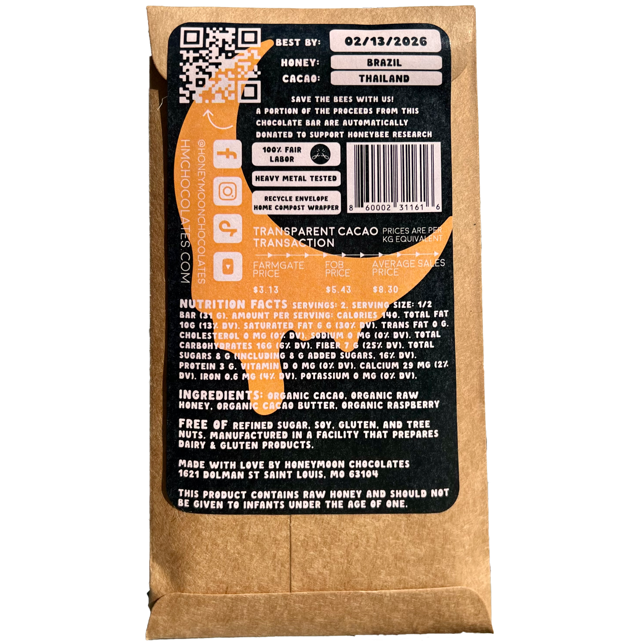 Honeymoon Chocolates - Wholesale Chocolate Bar - Raspberry Dark Chocolate1