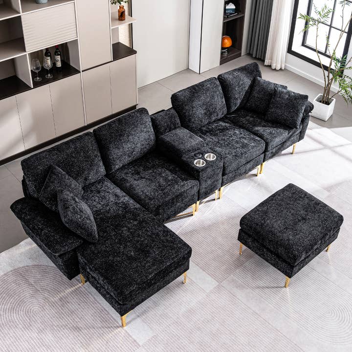 Canapé sectionnel nuage 4 places 126'' L avec fauteuil inclinable et USB pour la vente par 39F INC CANADA