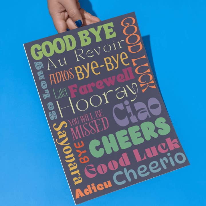 Lil's Cards - Wholesale Goodbye Card - Farewell Card for Colleague - Au Revoir! Adios! Good Bye!