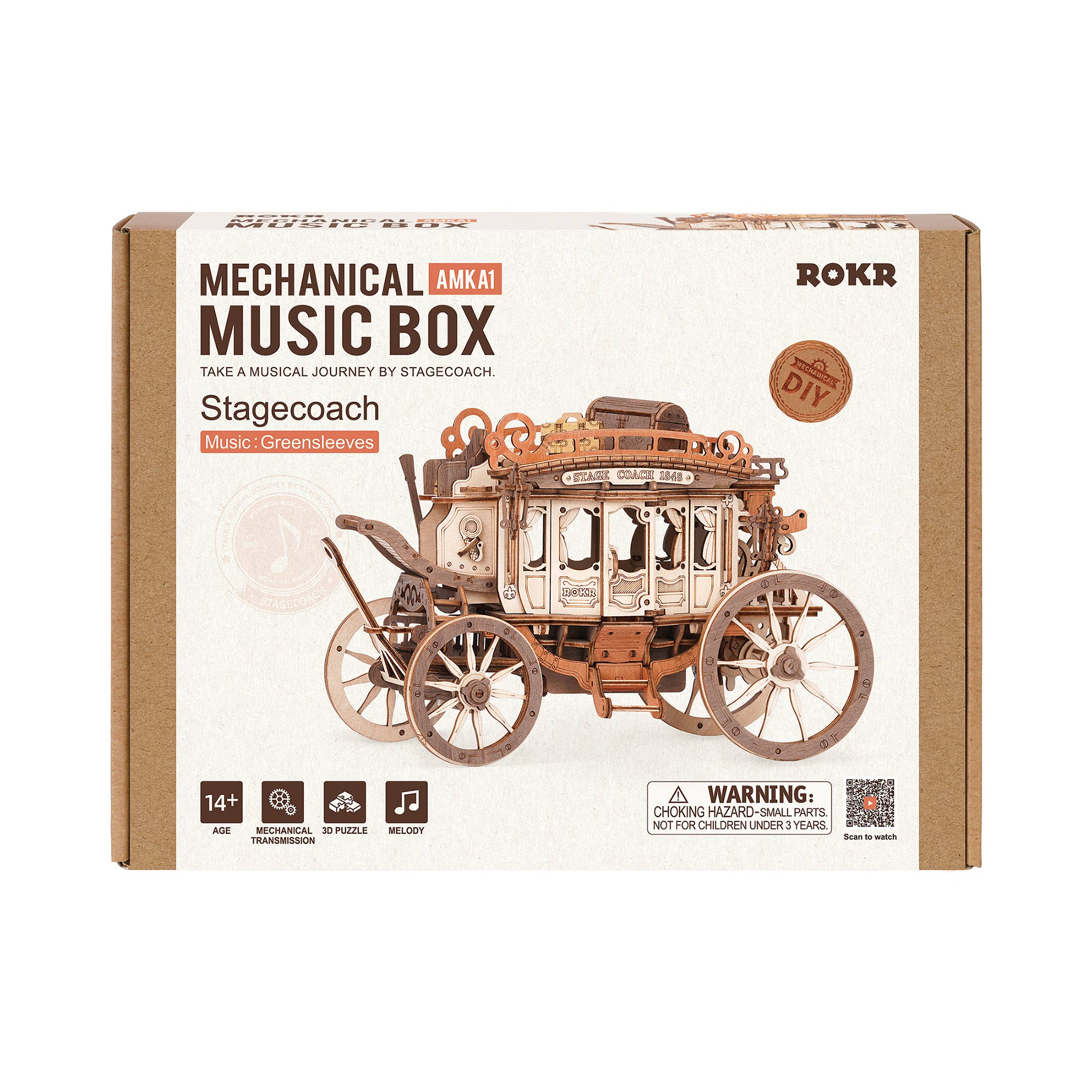 Robotime - Wholesale DIY Craft Kit - Stagecoach Rolling Music Box0