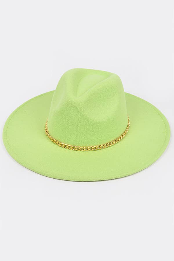 anbfashion - Wholesale Fedora - Women's - Faux Wool Wide Brim Fedora Hat W/Metal Chain7