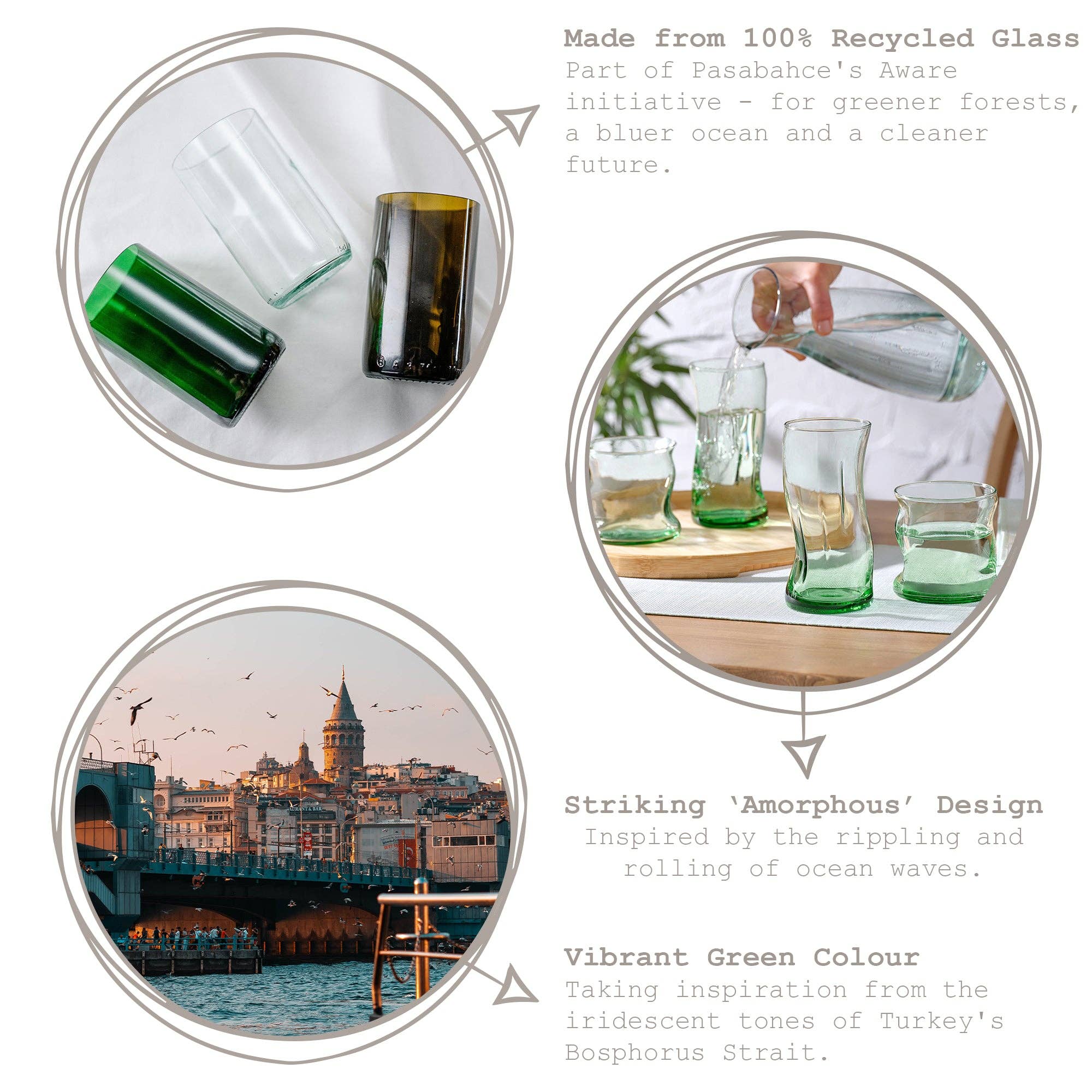 Rinkit Ltd - Wholesale Drinking Glass/Cup - 340ml Aware Amorf Recycled Glass Tumbler3