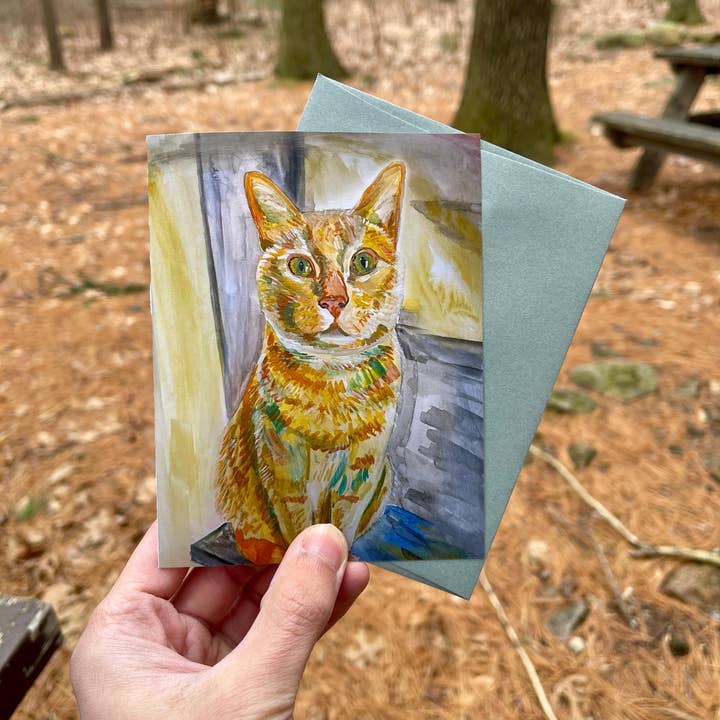 Hälsningskort med katt, design med orange tabby för wholesale av Deking Art