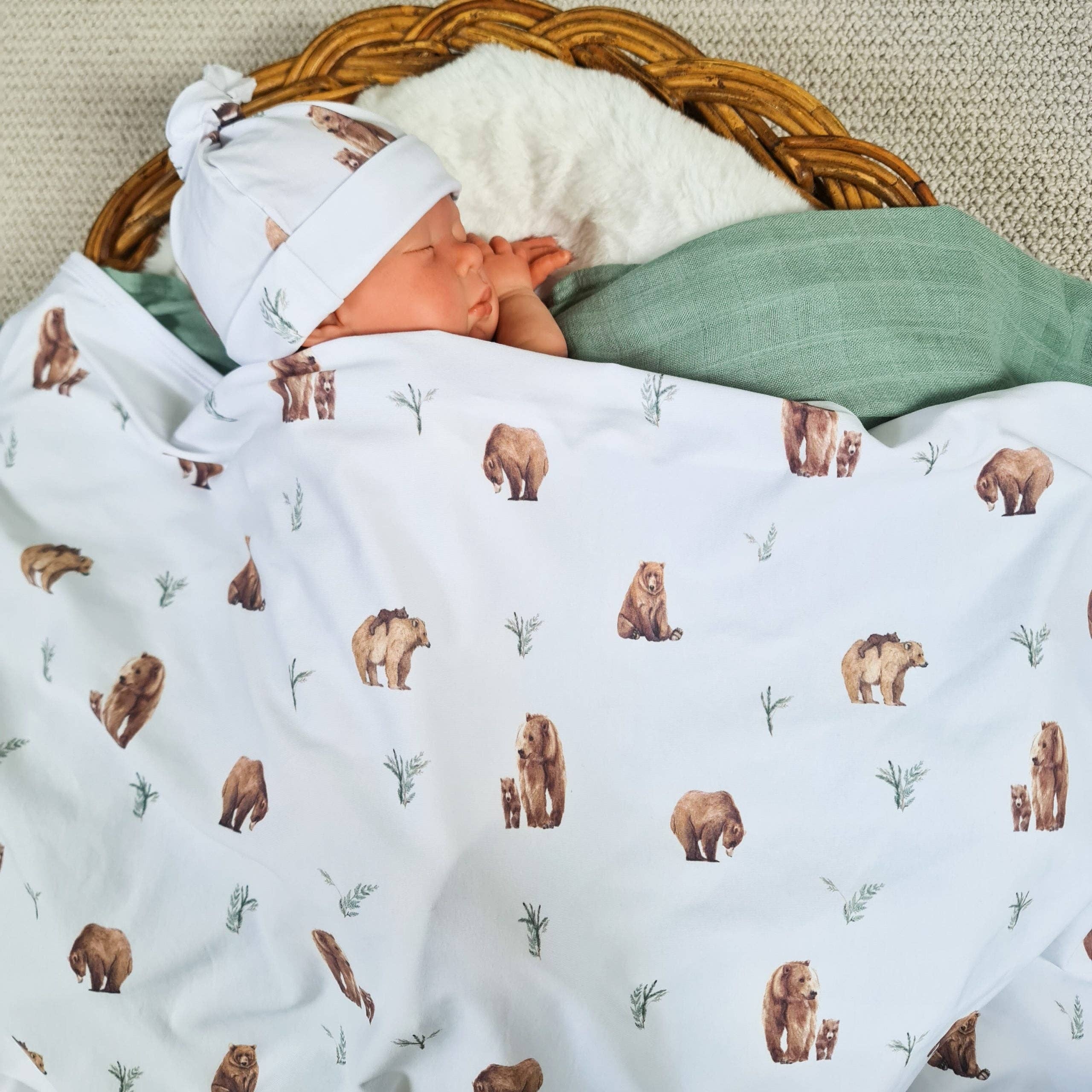 Minky Myles – wholesale Swaddleset - Baby – Bärfilt med hatt - lindningsset7