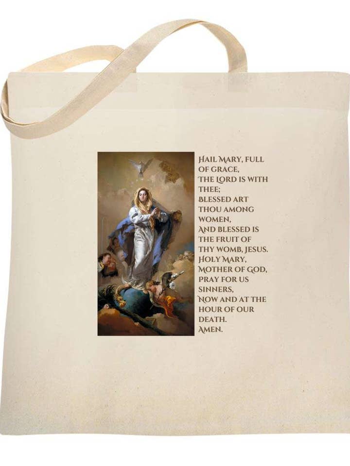 Immaculate Conception Hail Mary Prayer Canvas Tote Bag 6710 for wholesale by Sal Et Lux