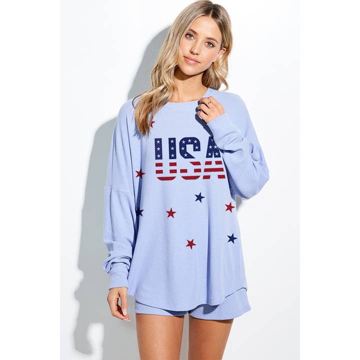 Ensemble de pantalons courts à imprimé étoile USA America pour la vente par Phil Love